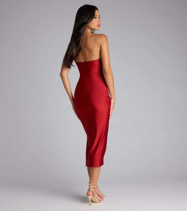Sarah Strapless Slit Midi Formal Dress - Image 2