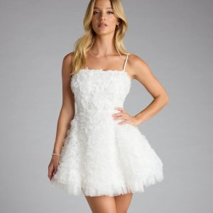 Hallie Rosette Lace-Up Skater Dress