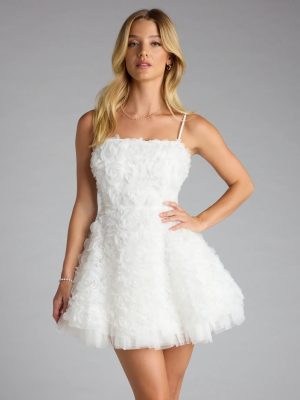 Hallie Rosette Lace-Up Skater Dress