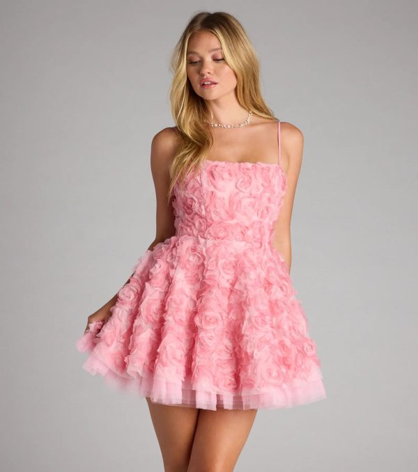 Hallie Rosette Lace-Up Skater Dress - Image 5