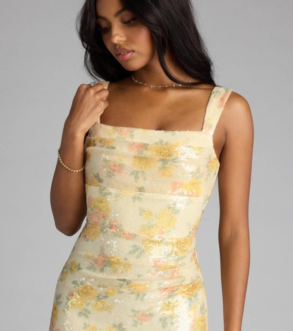 Elara Floral Sequin Lace-Up Mini Dress - Image 4