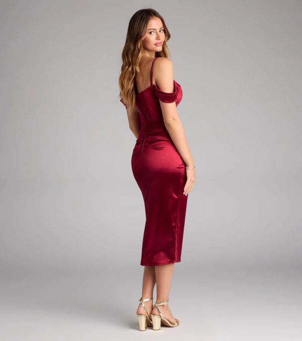 Selena Satin Cold Shoulder Corset Formal Dress - Image 2