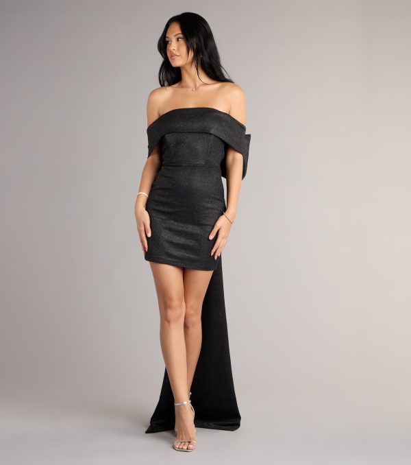 Lucinda Glitter Bow Mini Dress - Image 2