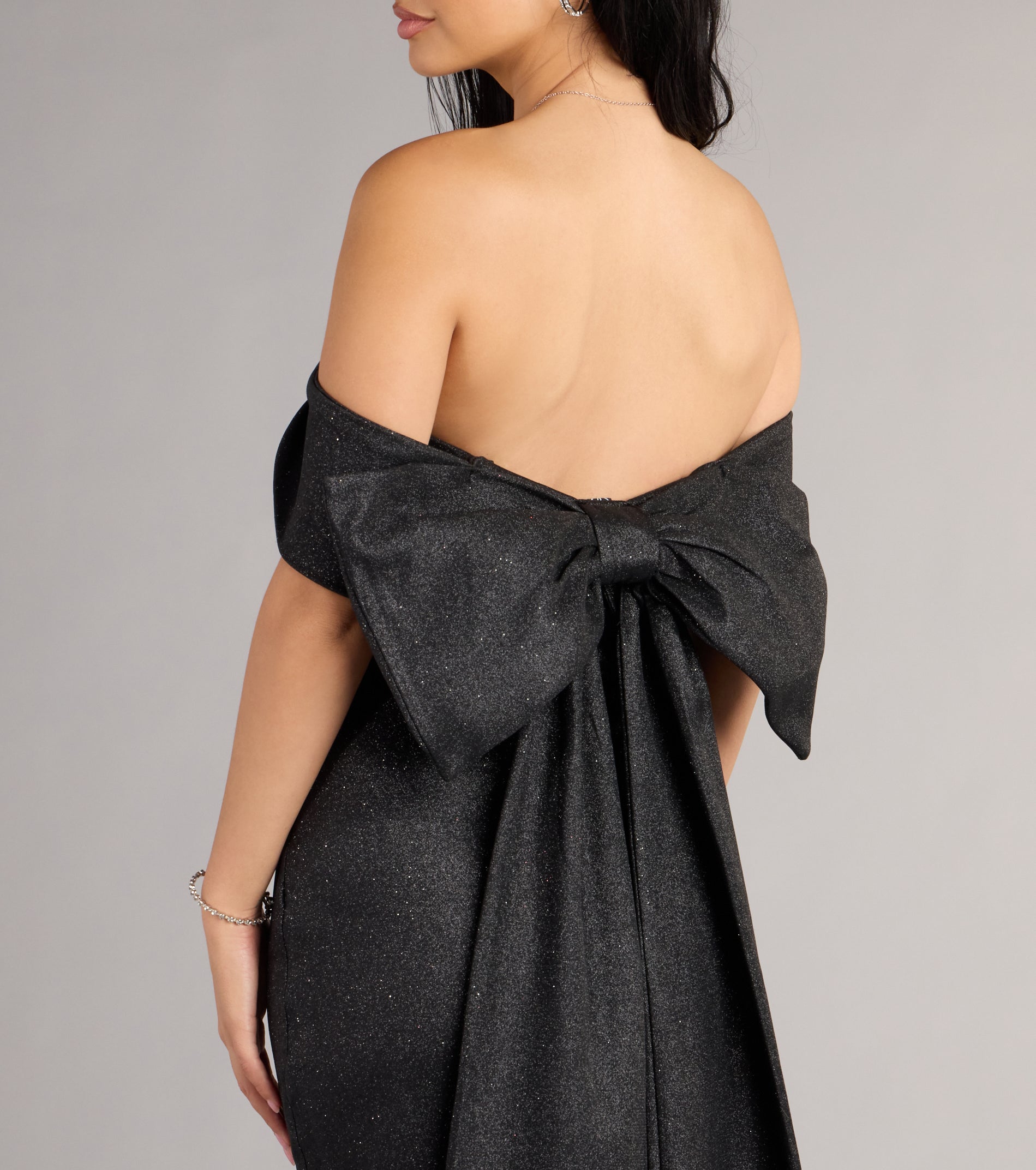 Lucinda Glitter Bow Mini Dress - Image 3