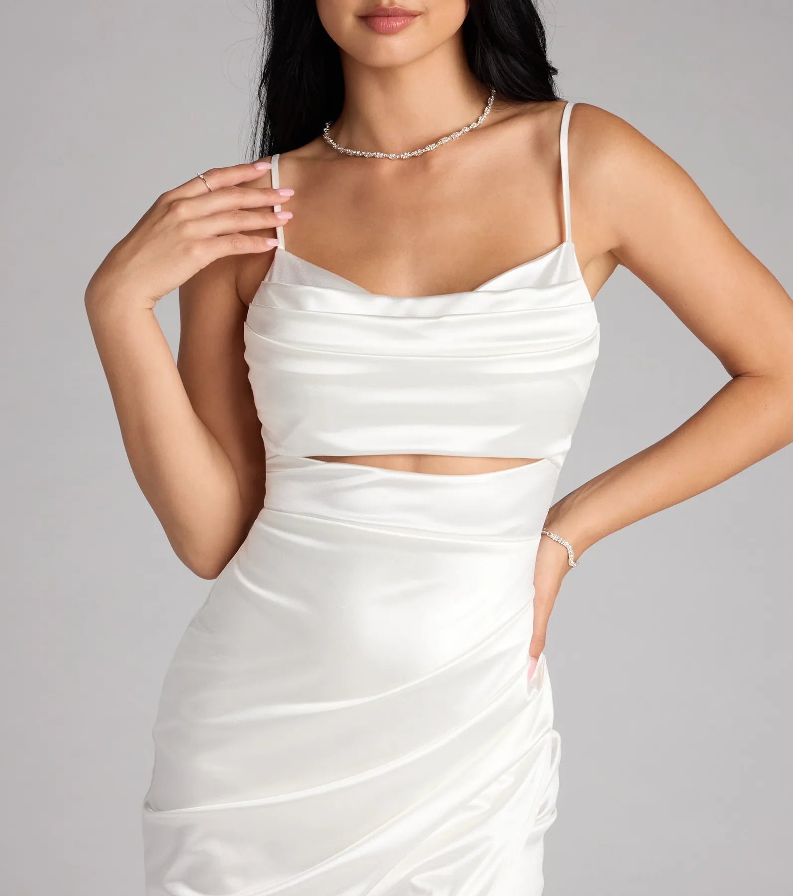 Lilith Satin Cutout Wrap-Front Midi Dress - Image 23