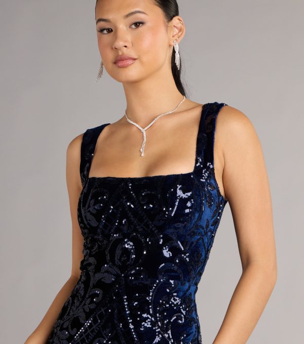 Aurora Sequin Velvet Lace-Up Mini Dress - Image 9