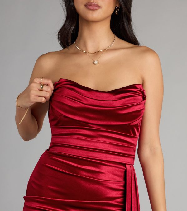 Kayleigh Satin Mini Dress With Sash - Image 3