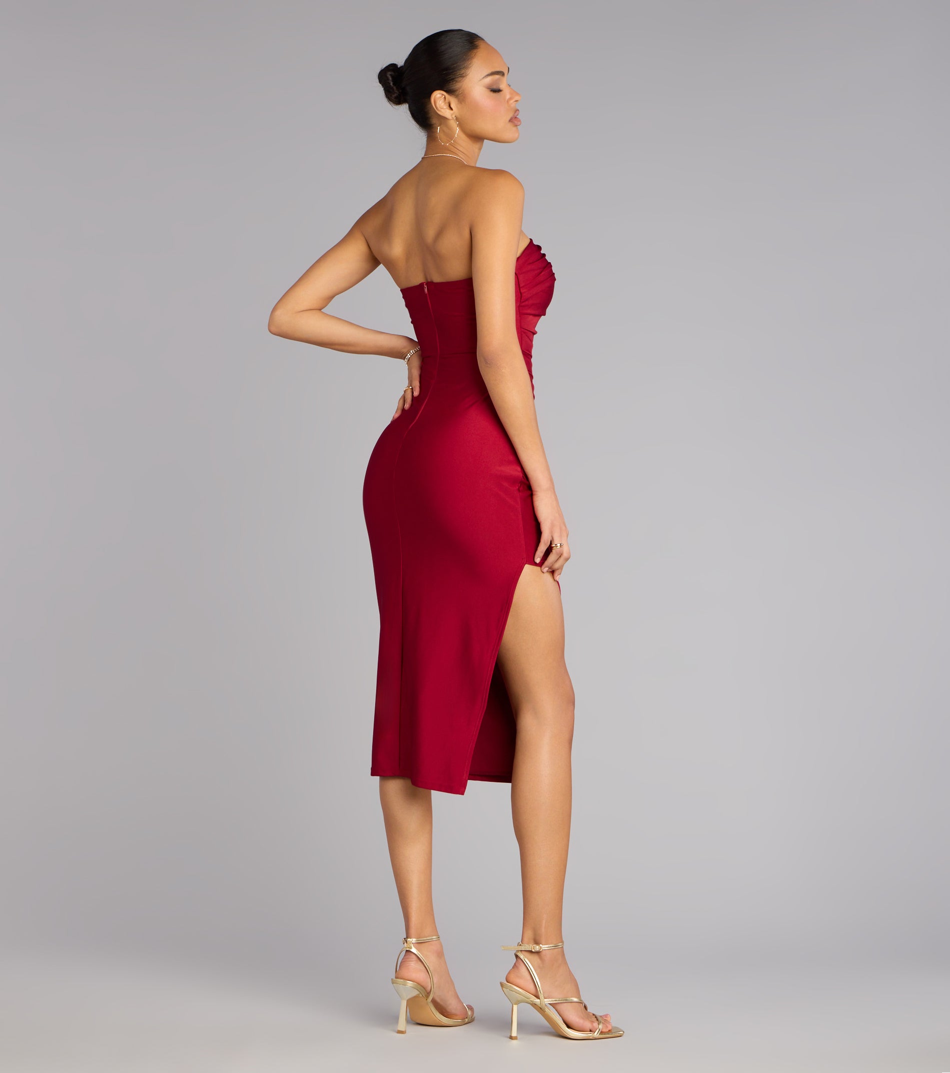 Dianna Strapless Slit Midi Formal Dress - Image 10