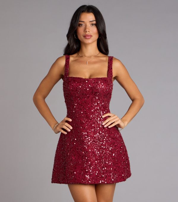 Clarice Sequin Beaded Lace A-Line Mini Dress - Image 10