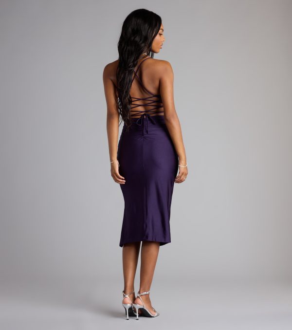 Morgan Lace-Up Slit Midi Formal Dress - Image 2