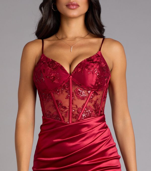 Alaia Floral Embroidered Satin Mini Dress - Image 4