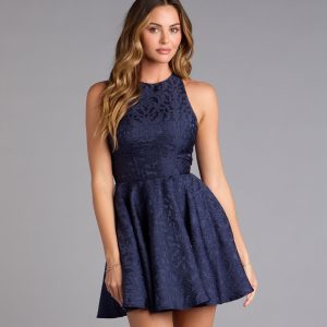 Gianna Halter Open Back Skater Dress