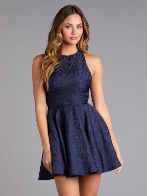 Gianna Halter Open Back Skater Dress