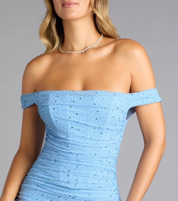 Amanda Rhinestone Off-The-Shoulder Mini Dress - Image 4