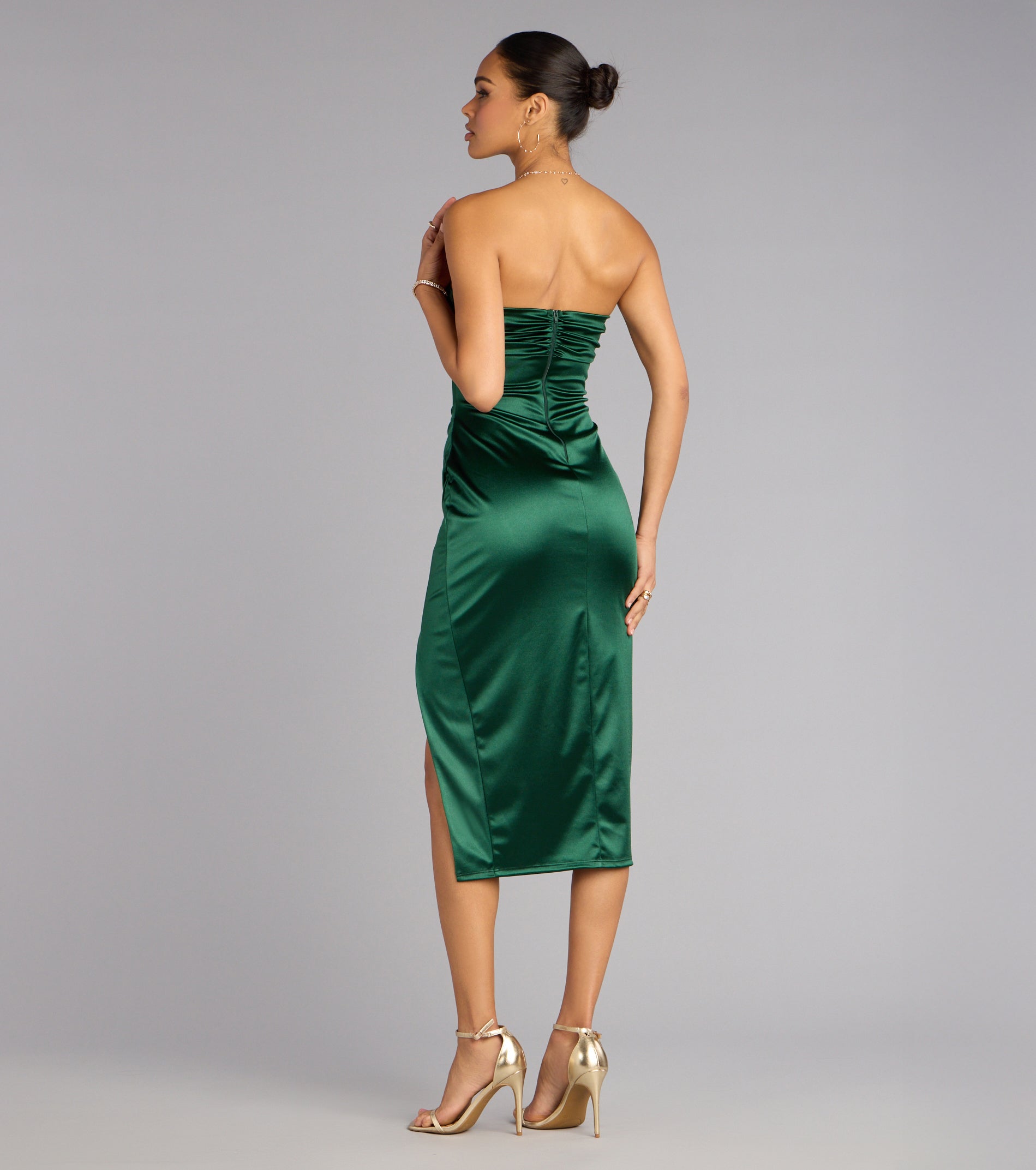 Krystal Satin Midi Formal Dress - Image 2