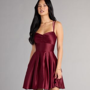 Isabelle Satin Lace-Up Dress With Pockets