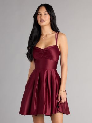 Isabelle Satin Lace-Up Dress With Pockets