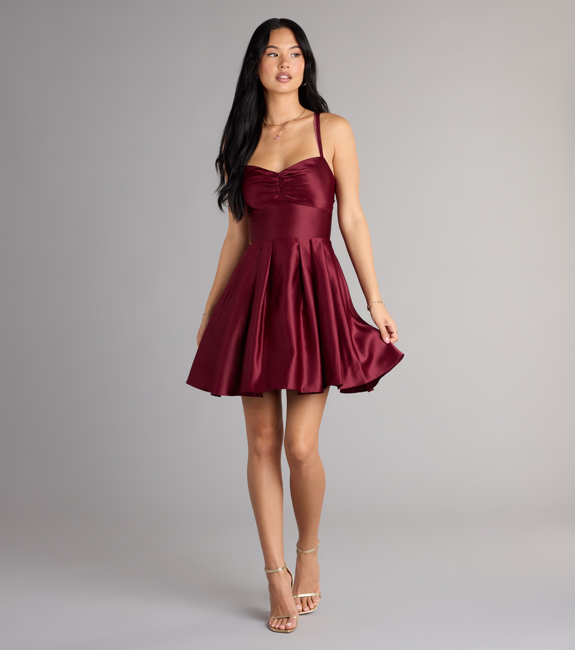 Isabelle Satin Lace-Up Dress With Pockets - Image 3
