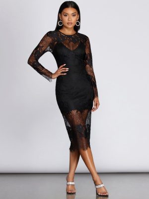 Zuri Formal Scalloped Lace Midi Dress