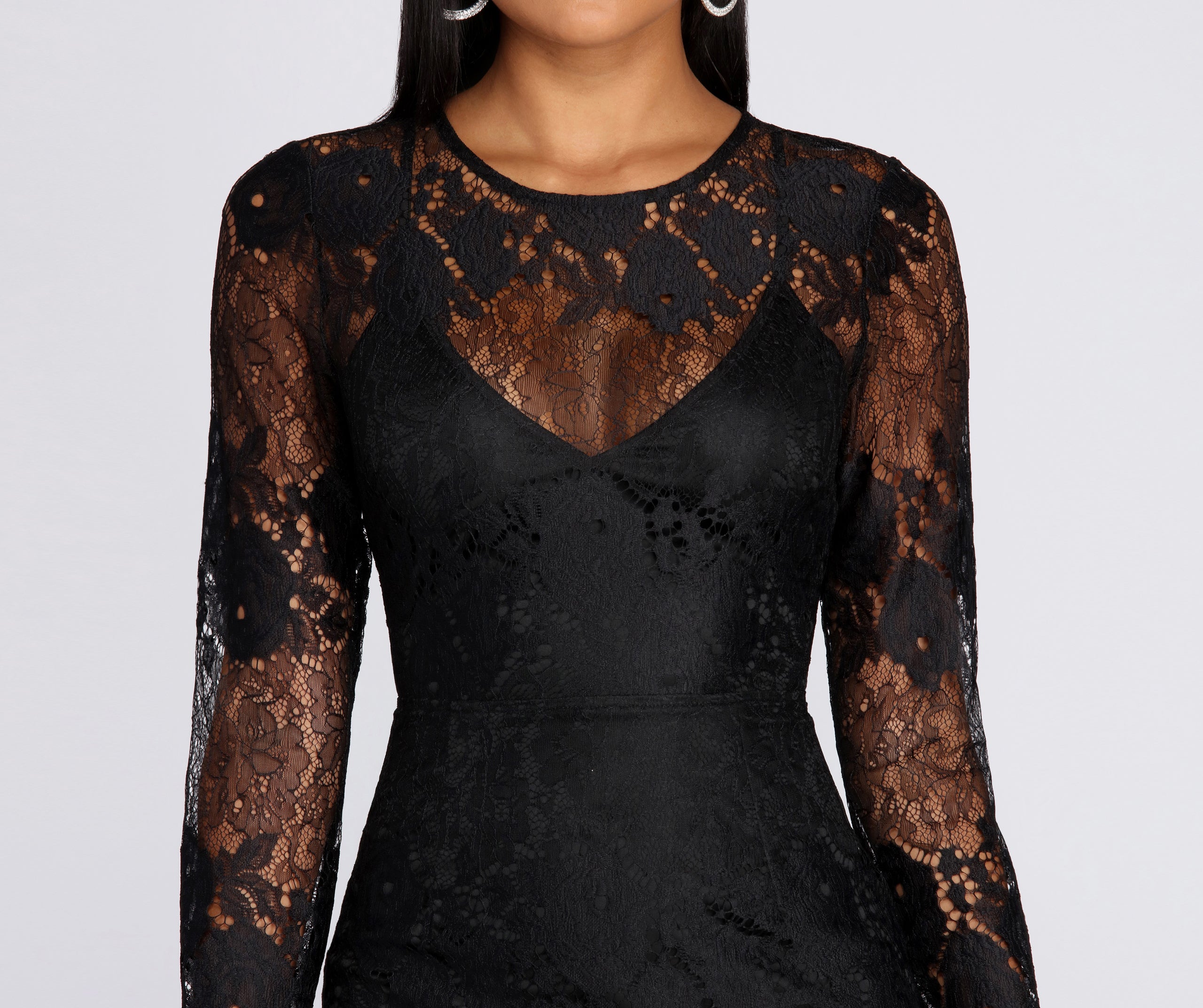 Zuri Formal Scalloped Lace Midi Dress - Image 2