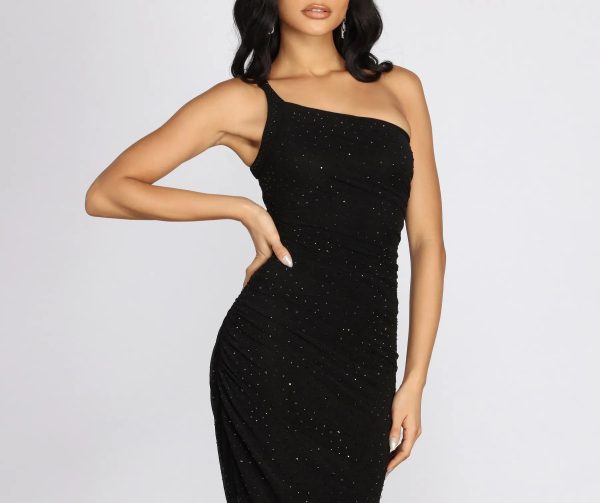 Amari Heat Stone One Shoulder Midi Dress - Image 3