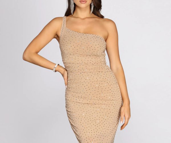 Amari Heat Stone One Shoulder Midi Dress - Image 7