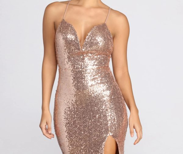 Sarina High Slit Sequin Midi Dress - Image 4