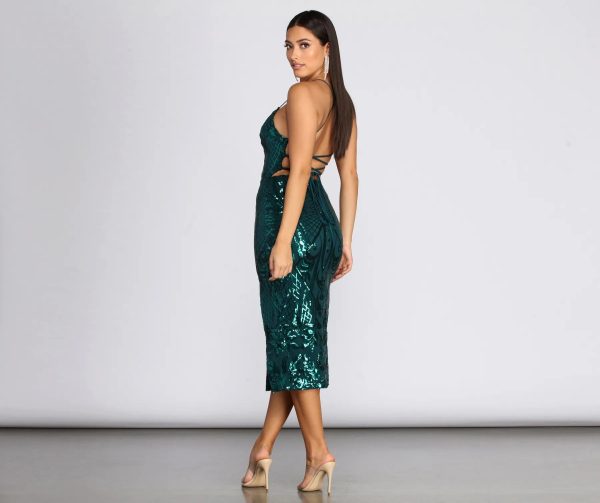 Arielle Geometric Sequin Midi Dress - Image 2