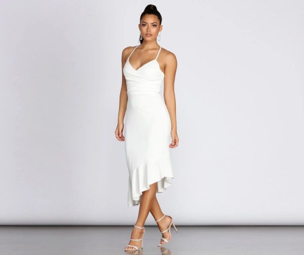 Ellie Asymmetrical Flounce Midi Dress - Image 2