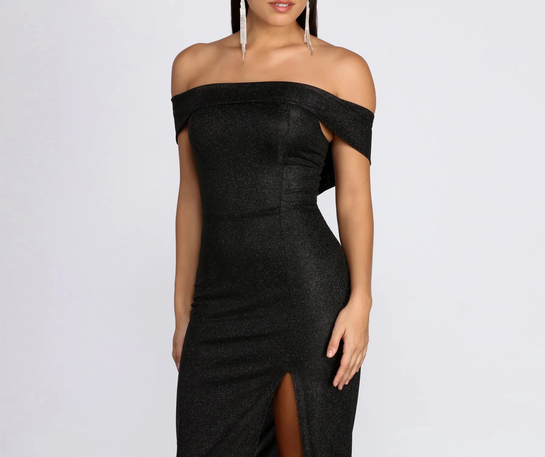Misty Off Shoulder Glitter Dress - Image 3