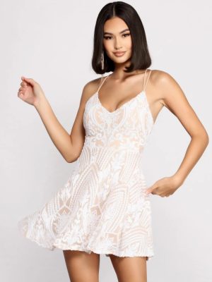 Nicole Formal Sequin Scroll Party Dress