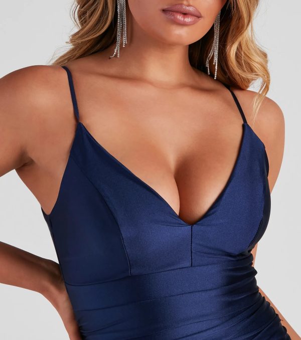 Camila Formal Ruched Open Back Mini Dress - Image 12