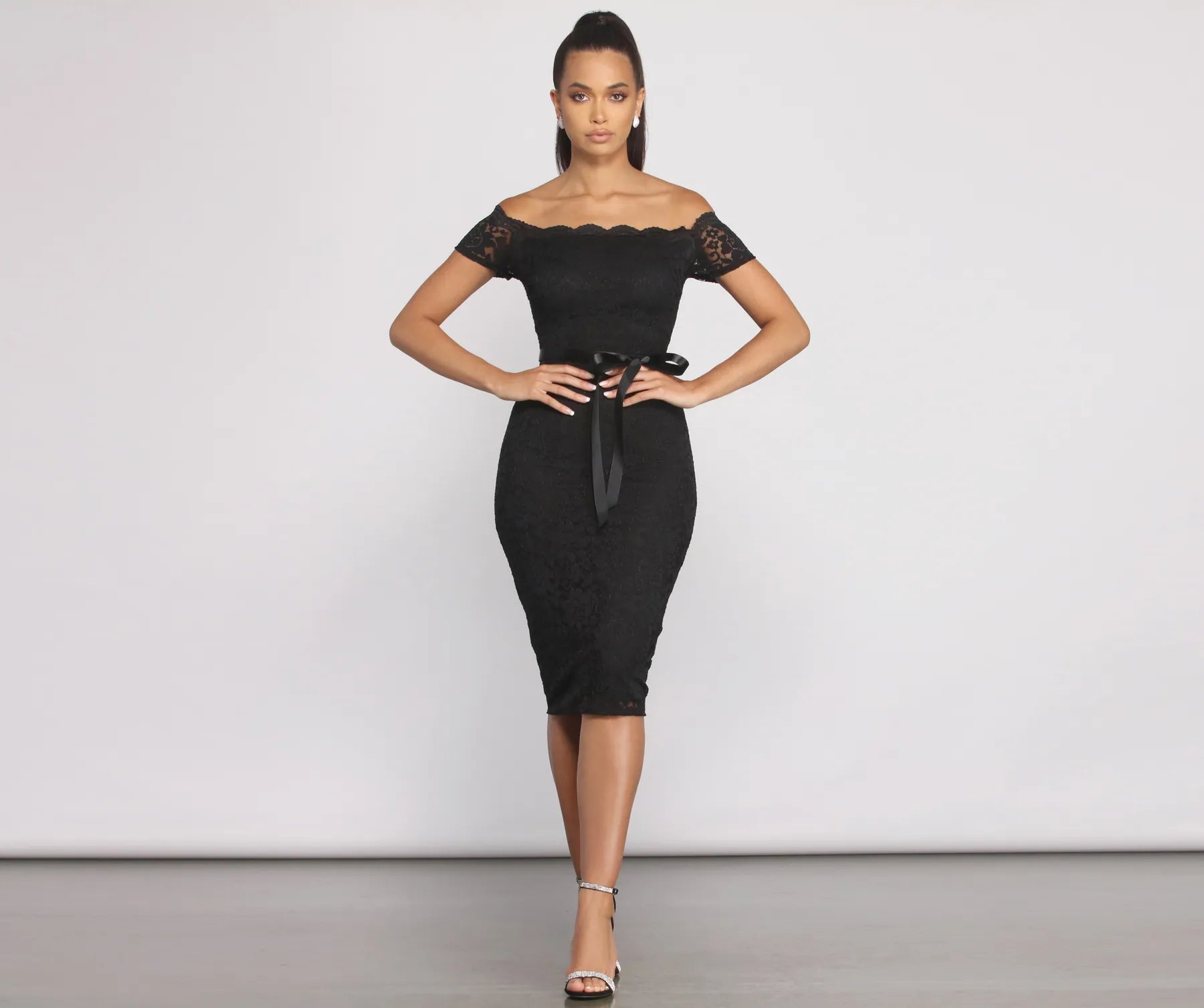 Paige Formal Off-The-Shoulder Scalloped Lace Dress - Image 8