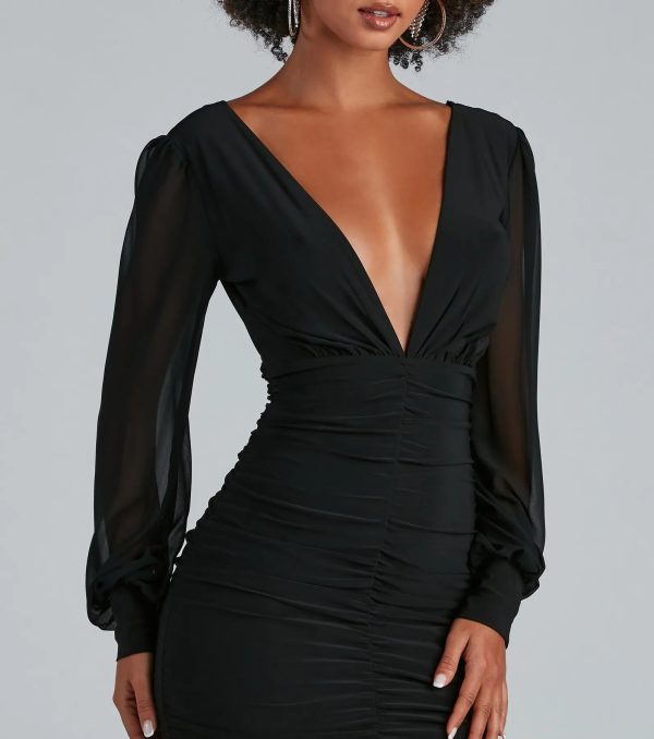 Amaria Formal Ruched Chiffon Mini Dress - Image 3