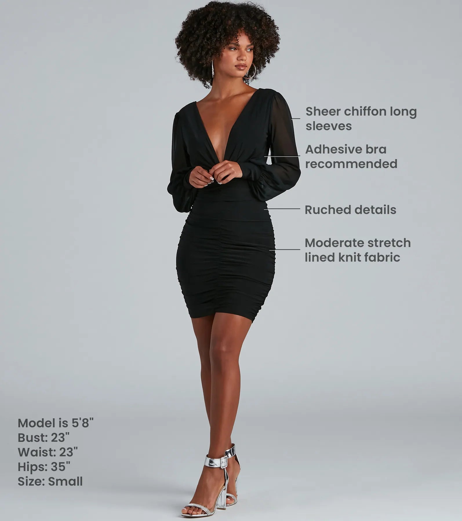 Amaria Formal Ruched Chiffon Mini Dress - Image 5