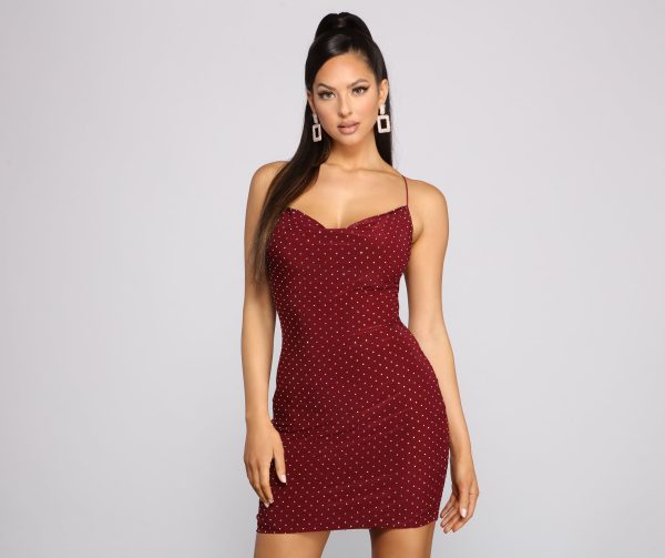 Avery Formal Heat Stone Cowl Neck Mini Dress - Image 9