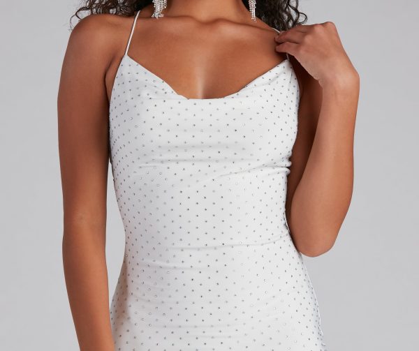 Avery Formal Heat Stone Cowl Neck Mini Dress - Image 4