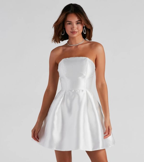 Hadley Strapless Pleated Satin Party Dress - Image 5