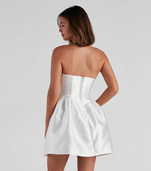 Hadley Strapless Pleated Satin Party Dress - Image 6