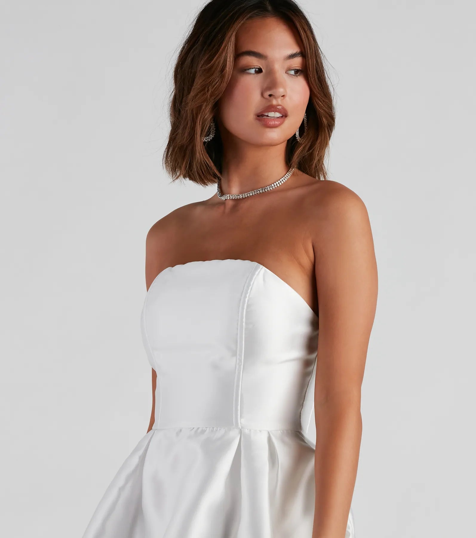 Hadley Strapless Pleated Satin Party Dress - Image 8