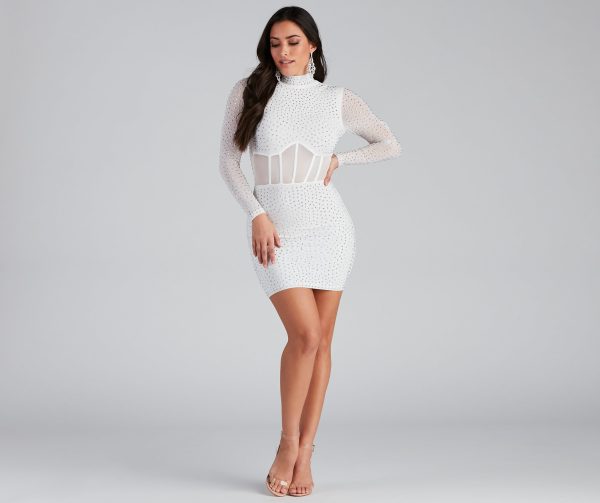 Renata Formal Heat Stone Illusion Mini Dress - Image 3