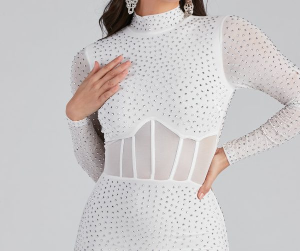 Renata Formal Heat Stone Illusion Mini Dress - Image 4