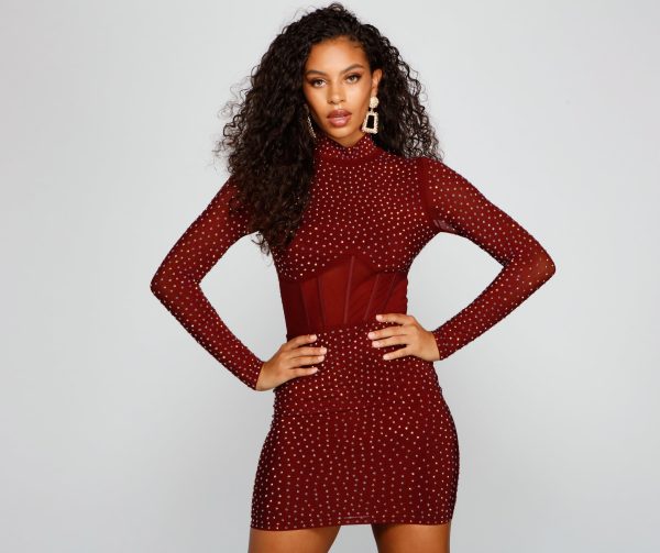 Renata Formal Heat Stone Illusion Mini Dress - Image 9