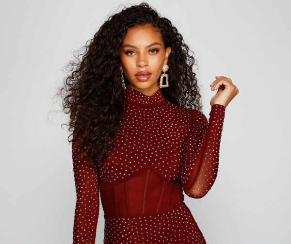 Renata Formal Heat Stone Illusion Mini Dress - Image 11