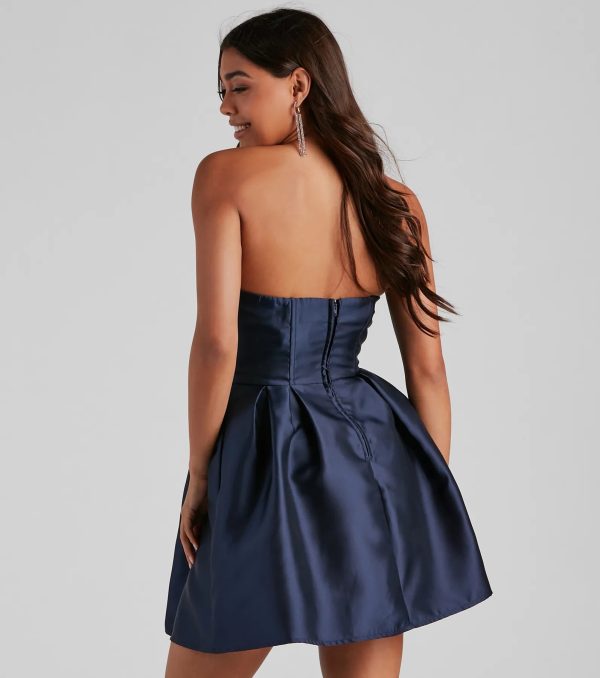 Hadley Strapless Pleated Satin Party Dress - Image 2