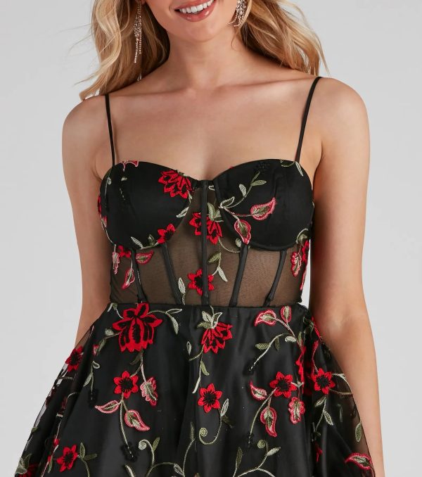 Jessica Embroidered Illusion Party Dress - Image 4