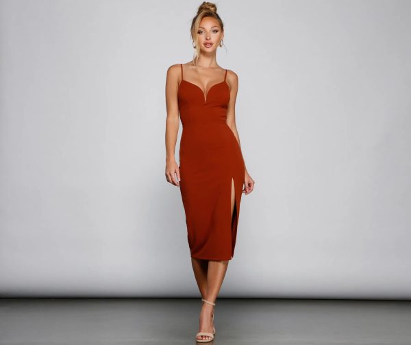 Aurora High-Slit Fitted Midi Dress - Image 9