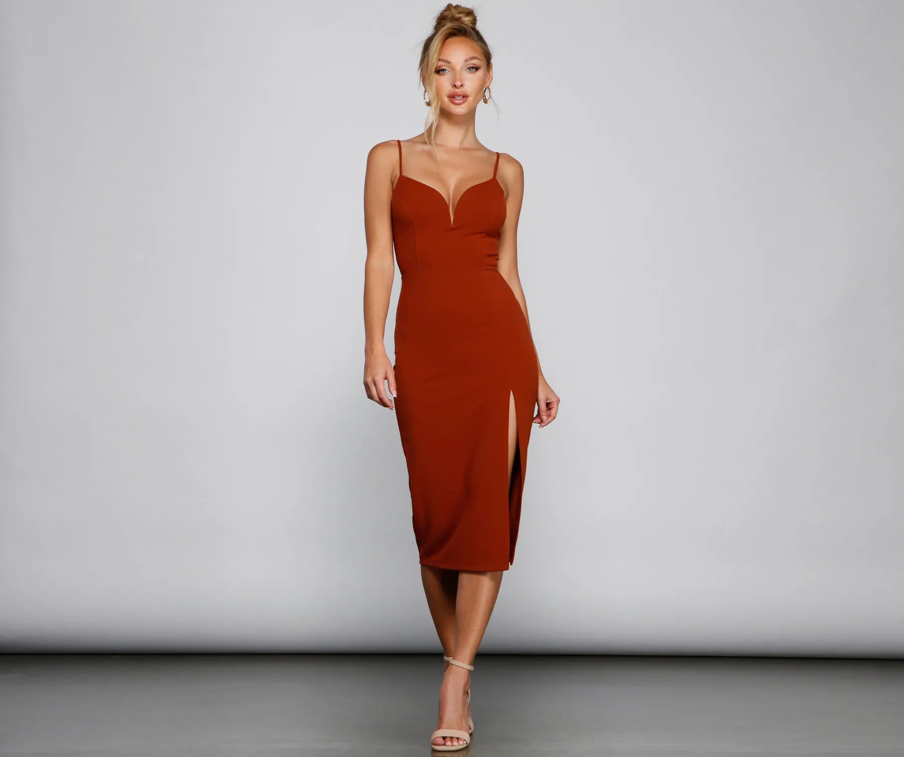 Aurora High-Slit Fitted Midi Dress - Image 9