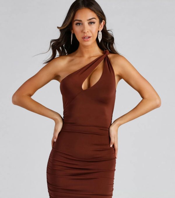 Drew One-Shoulder Midi Formal Dress - Image 7