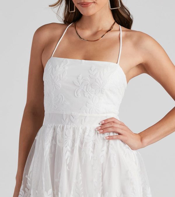 Willa Flocked Velvet Party Dress - Image 4